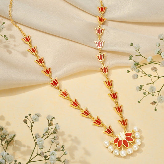 Teejh Kalini Red and Gold Enamel Princess Necklace