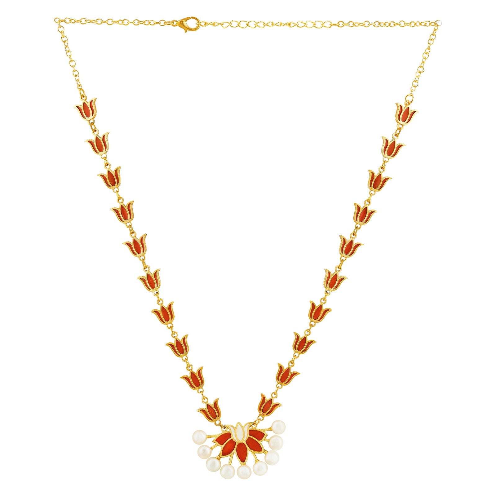 Teejh Kalini Red and Gold Enamel Princess Necklace