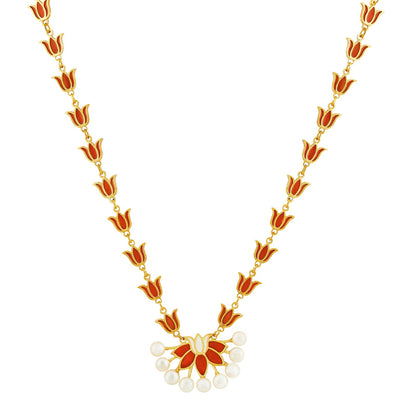 Teejh Kalini Red and Gold Enamel Princess Necklace