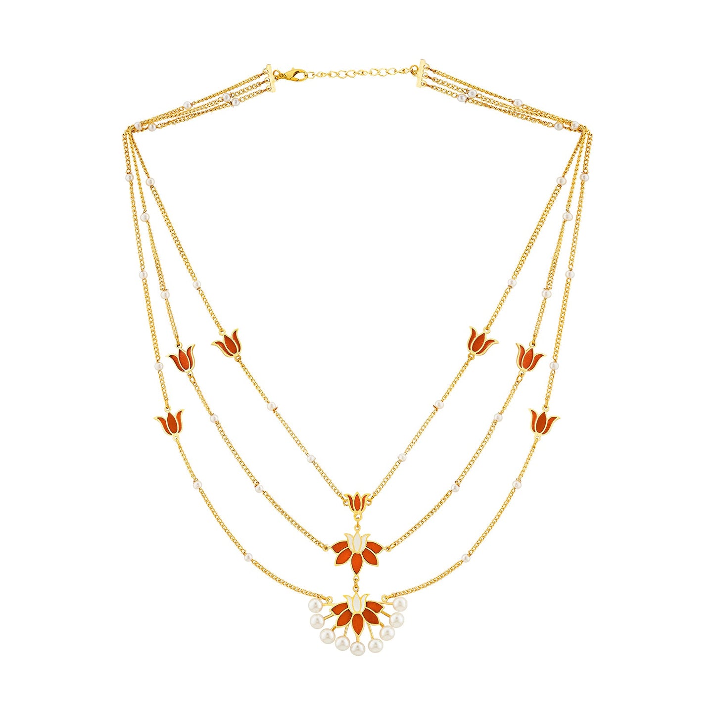 Teejh Kimrika Red and Gold Enamel Necklace