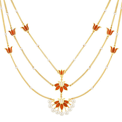 Teejh Kimrika Red and Gold Enamel Necklace