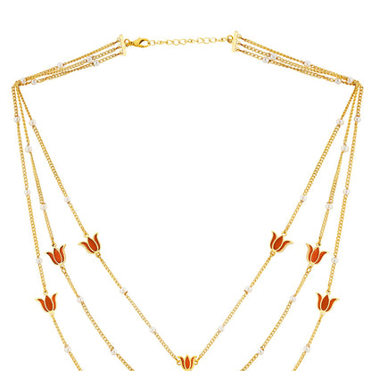 Teejh Kimrika Red and Gold Enamel Necklace