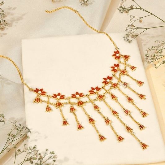 Teejh Tvesa Red and Gold Enamel Choker