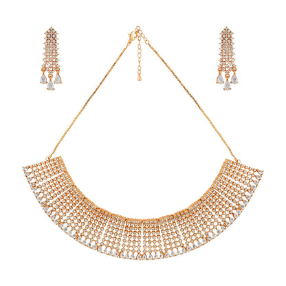 Teejh Rhinestone Rani CZ Stones Rosegold Necklace Set