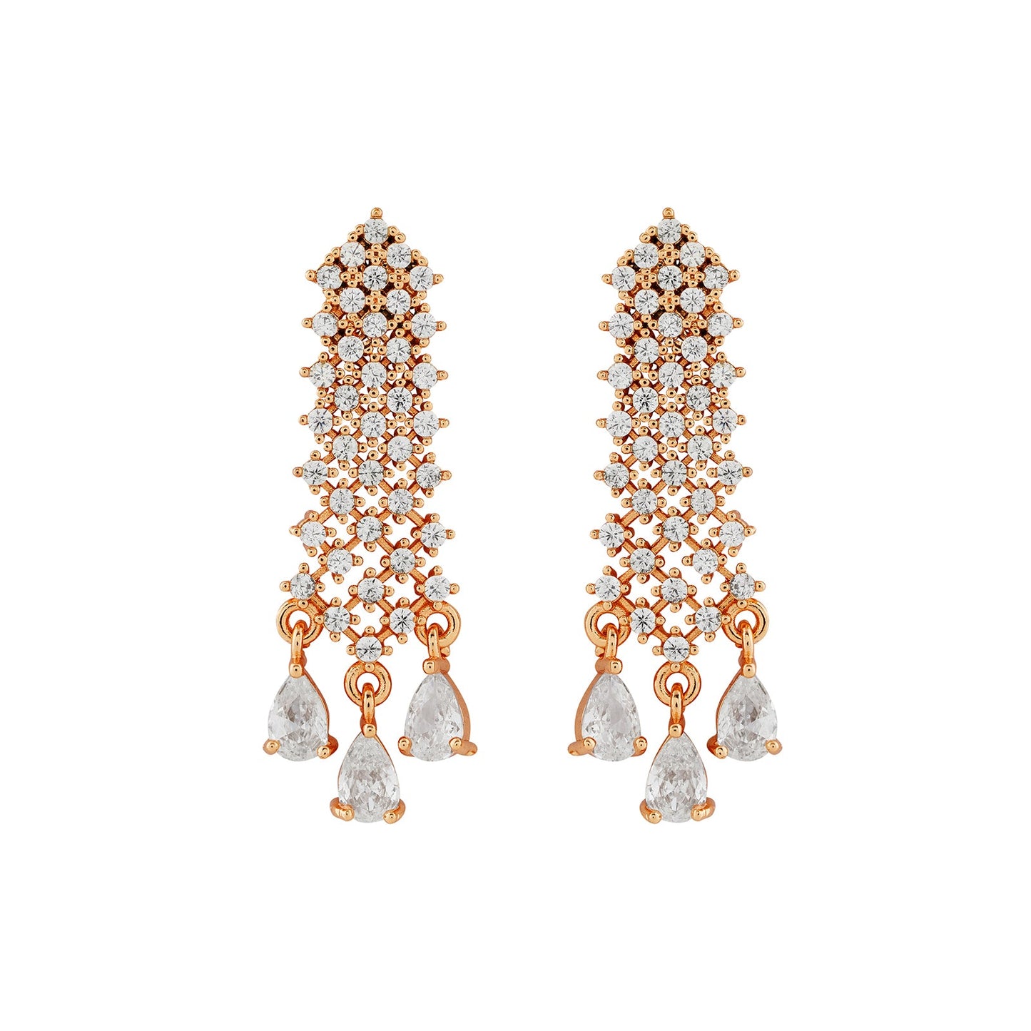 Teejh Rhinestone Rani CZ Stones Rosegold Necklace Set