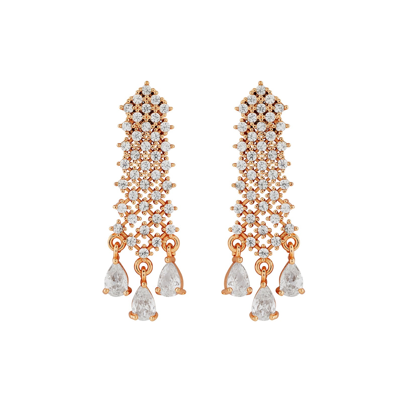 Teejh Rhinestone Rani CZ Stones Rosegold Necklace Set