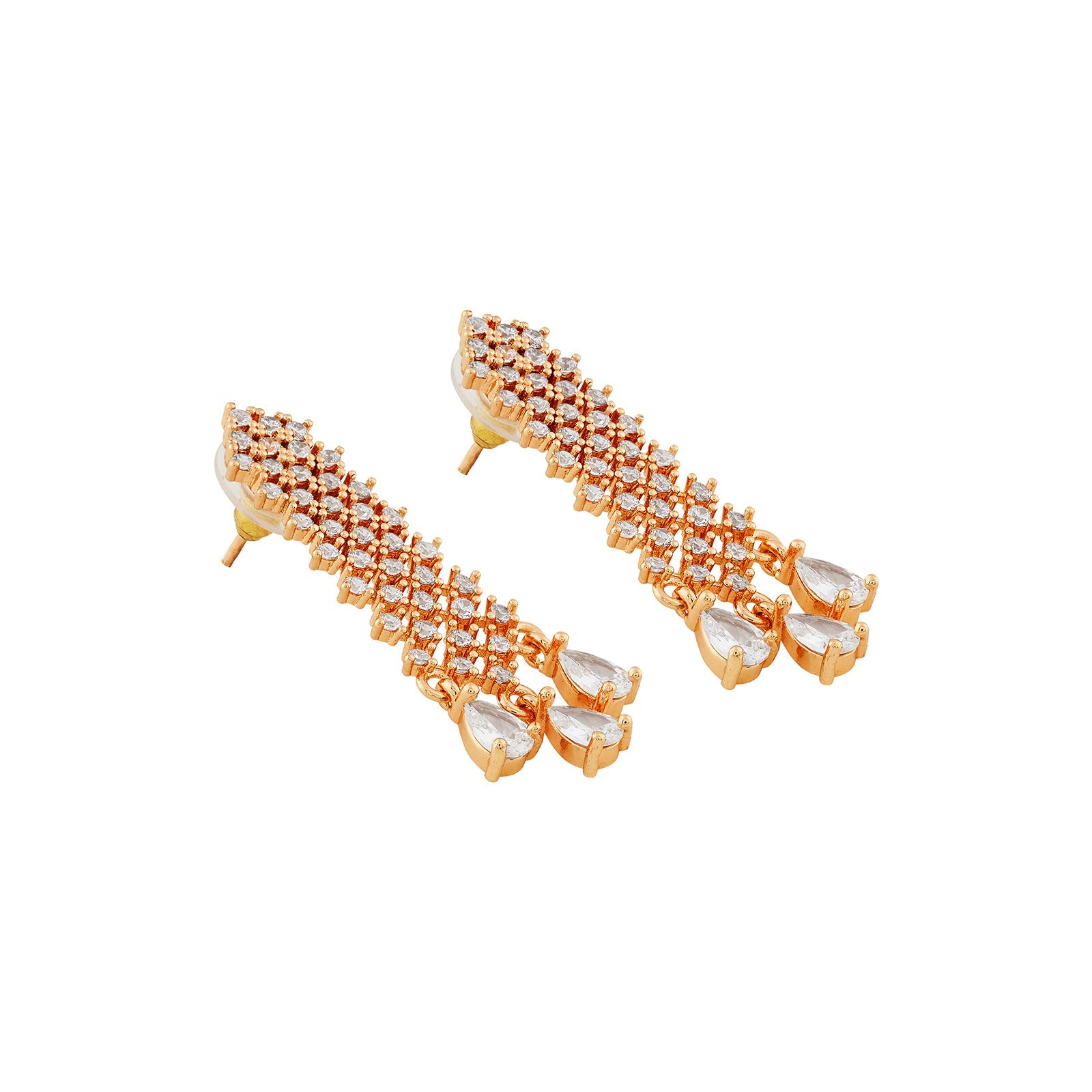 Teejh Rhinestone Rani CZ Stones Rosegold Necklace Set
