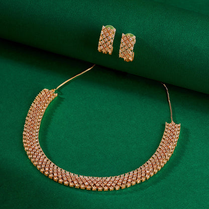Teejh Shimmering Shakti  CZ Stones Rosegold Necklace Set