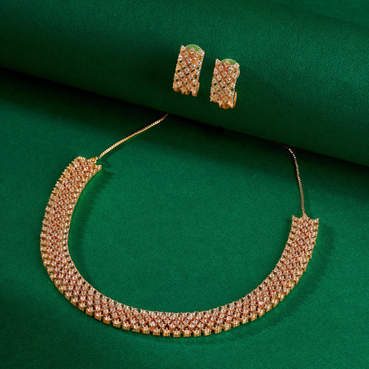 Teejh Shimmering Shakti  CZ Stones Rosegold Necklace Set