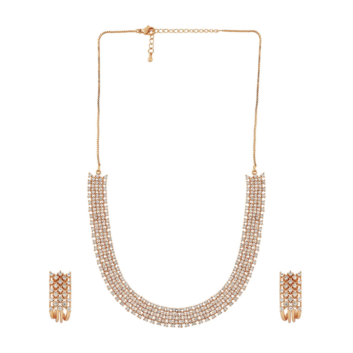 Teejh Shimmering Shakti  CZ Stones Rosegold Necklace Set