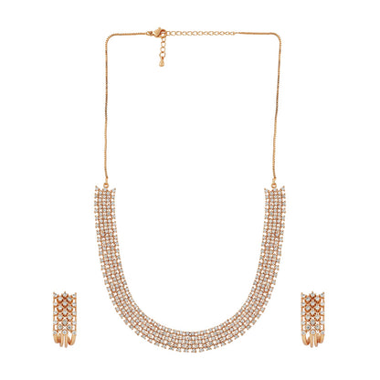 Teejh Shimmering Shakti  CZ Stones Rosegold Necklace Set