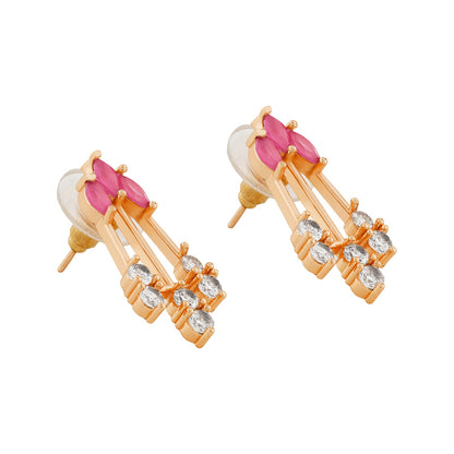 Teejh Madhur Mantra Cz stones Ruby and  Rosegold Necklace Set