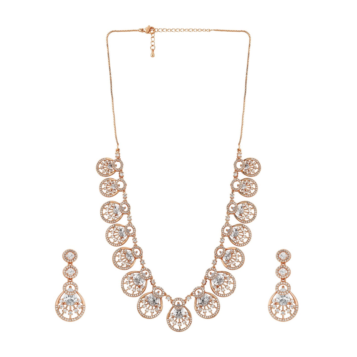 Teejh Chandni Charisma  CZ Stones Rosegold Necklace Set
