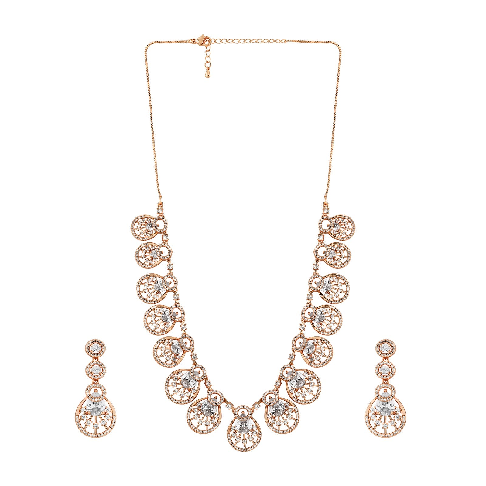 Teejh Chandni Charisma  CZ Stones Rosegold Necklace Set