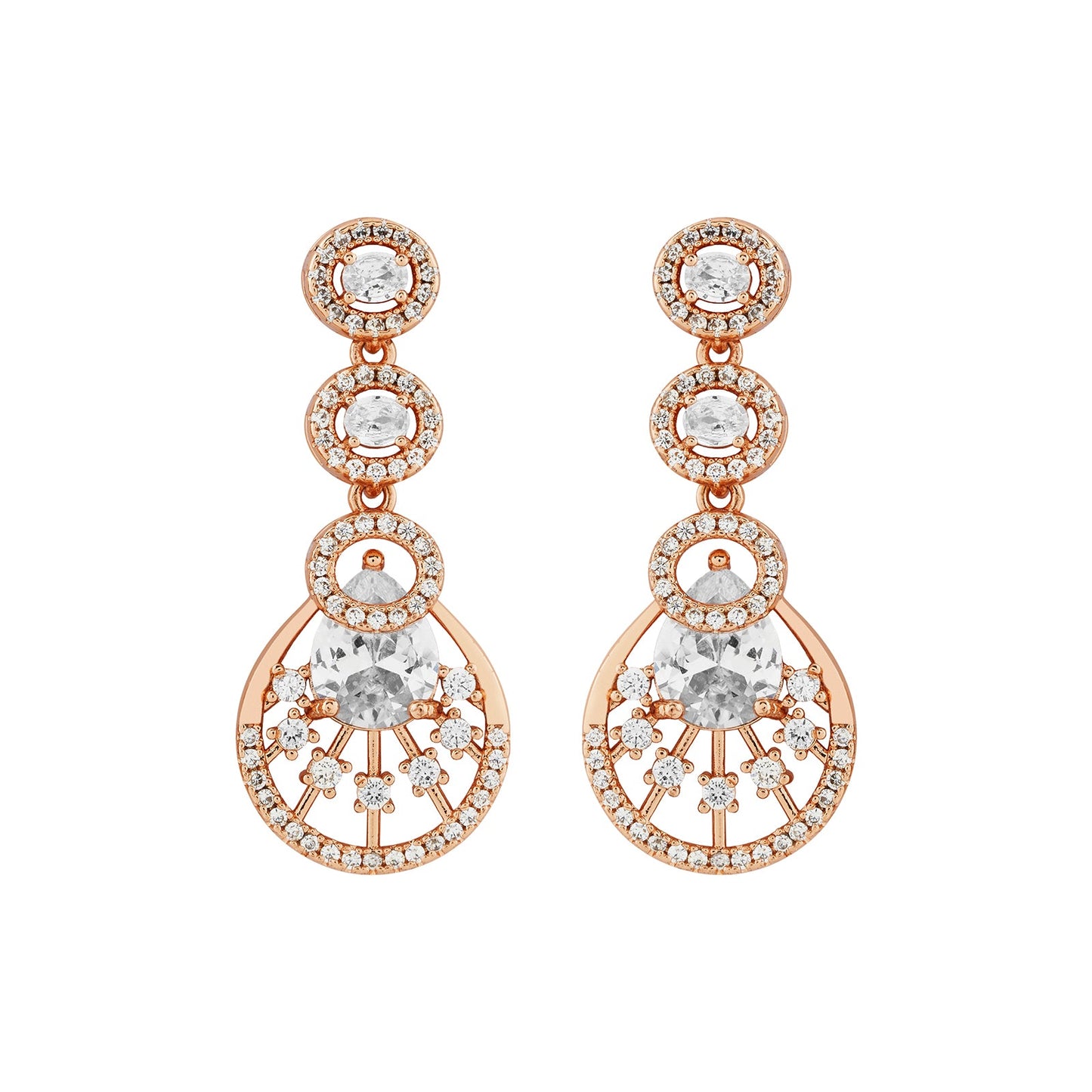 Teejh Chandni Charisma  CZ Stones Rosegold Necklace Set