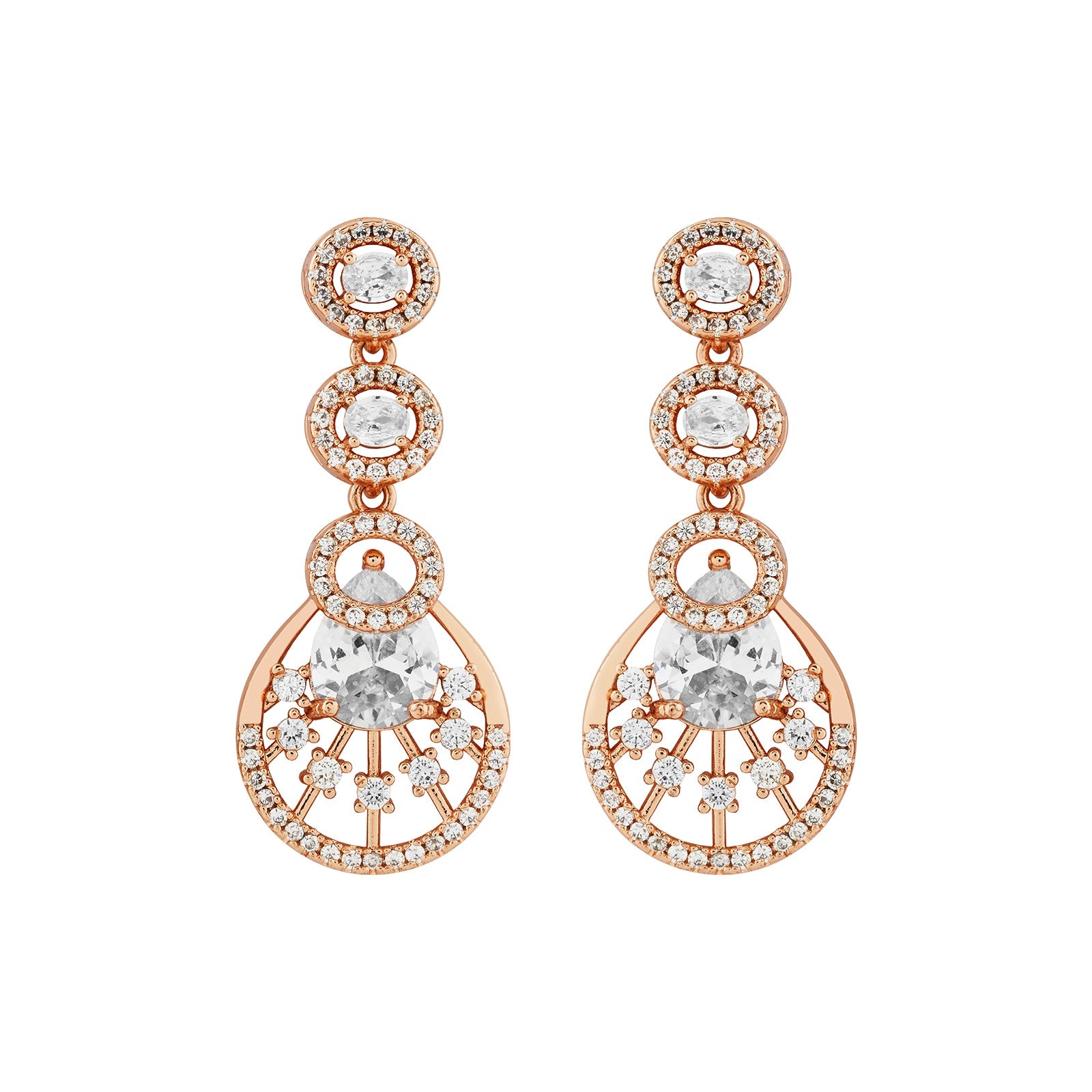 Teejh Chandni Charisma  CZ Stones Rosegold Necklace Set
