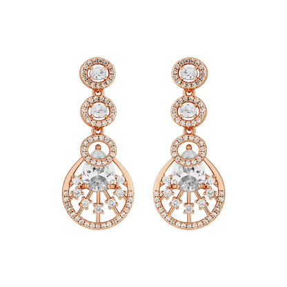 Teejh Chandni Charisma  CZ Stones Rosegold Necklace Set