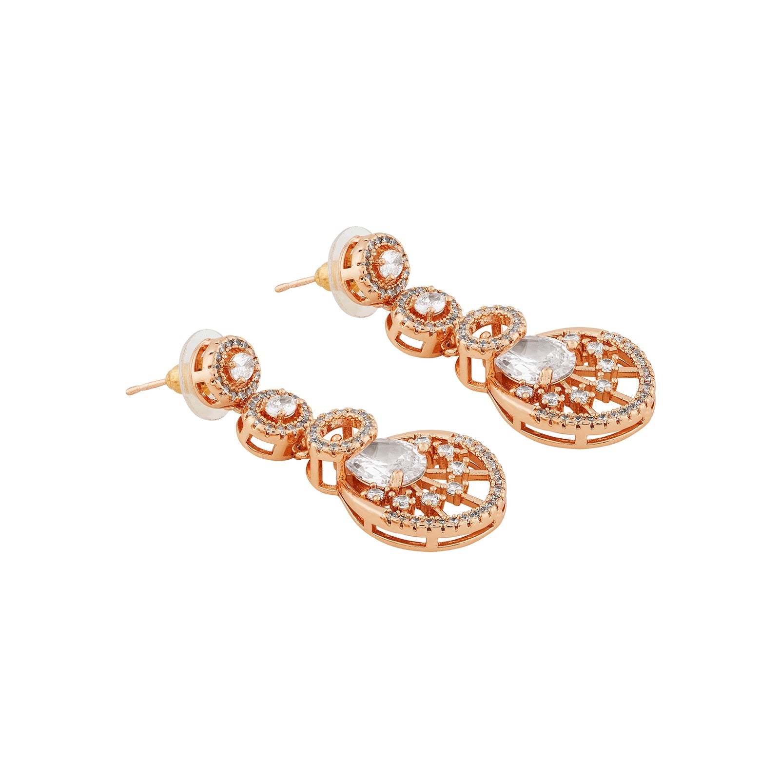 Teejh Chandni Charisma  CZ Stones Rosegold Necklace Set