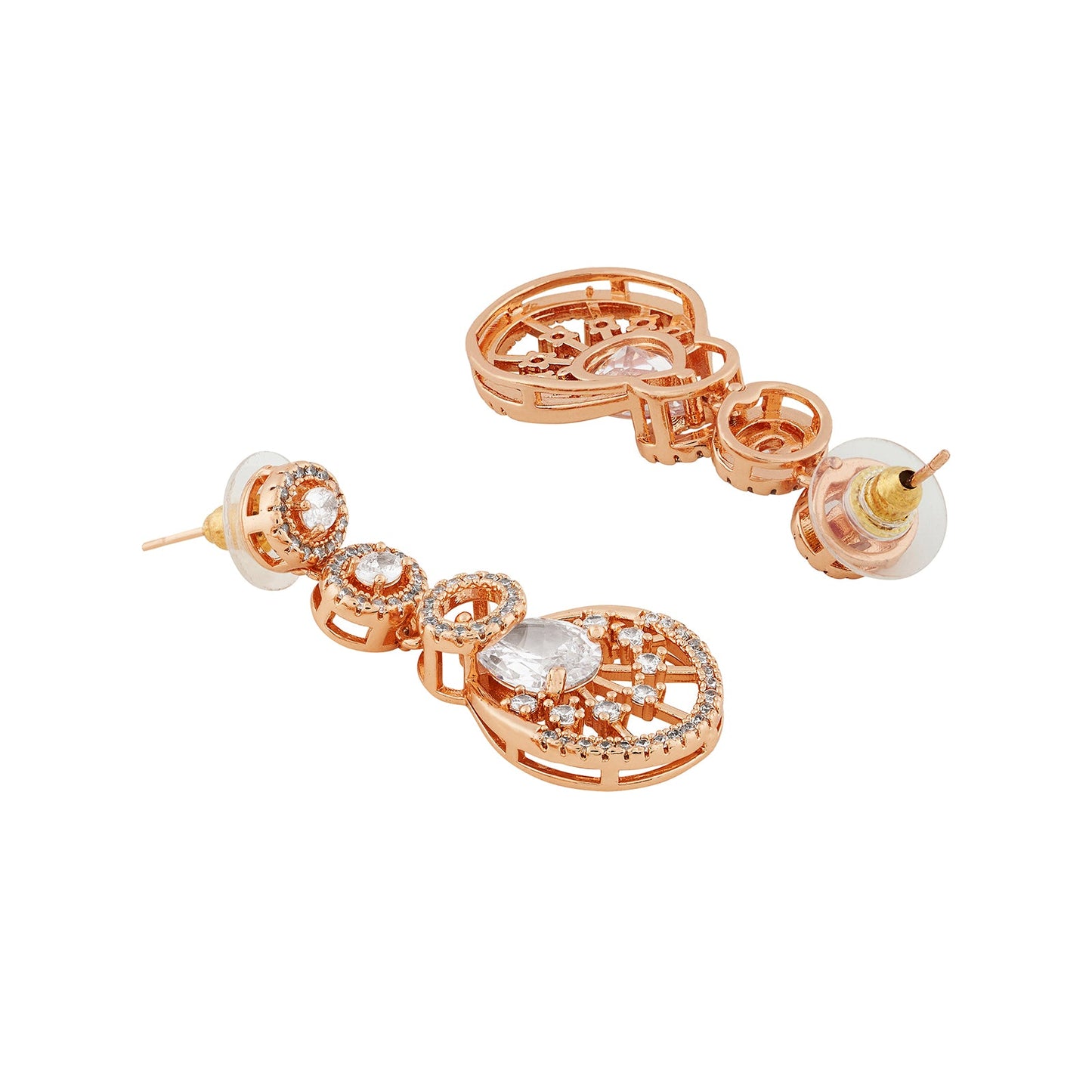 Teejh Chandni Charisma  CZ Stones Rosegold Necklace Set