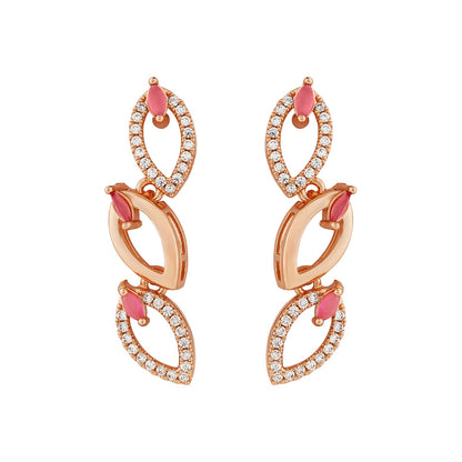 Teejh Lalitha Lustre Red and Rosegold CZ Stones Necklace Set