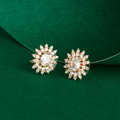 Teejh Golden Gleam CZ Stones Rose Gold Earrings