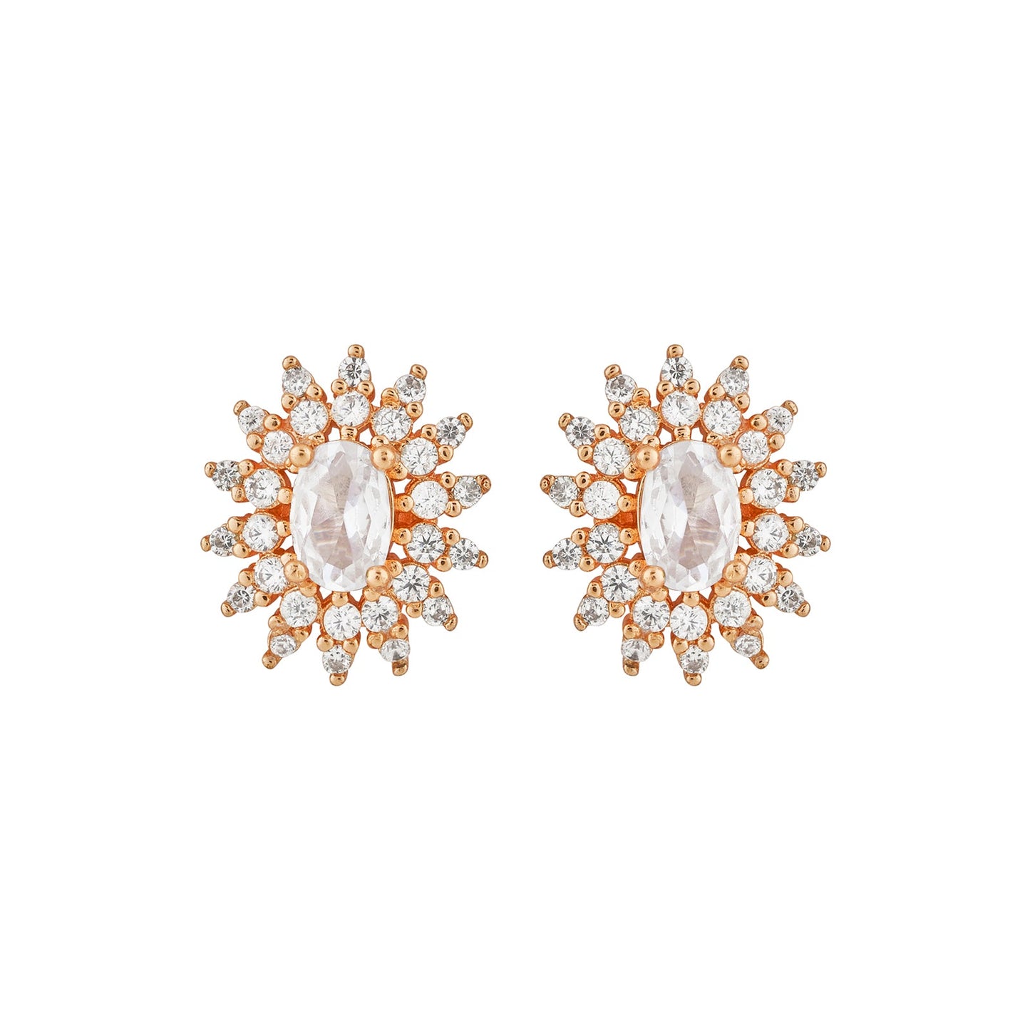 Teejh Golden Gleam CZ Stones Rose Gold Earrings