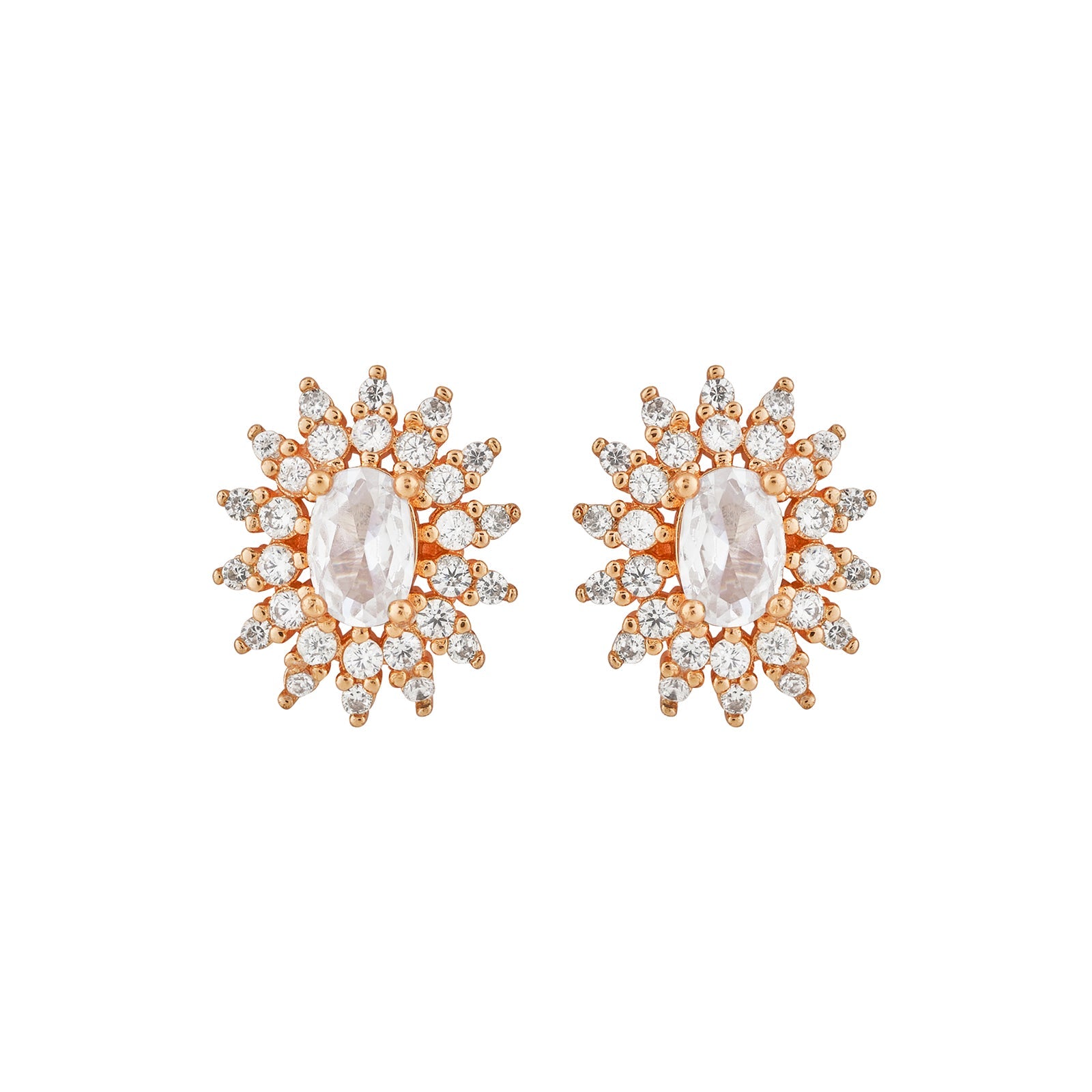 Teejh Golden Gleam CZ Stones Rose Gold Earrings