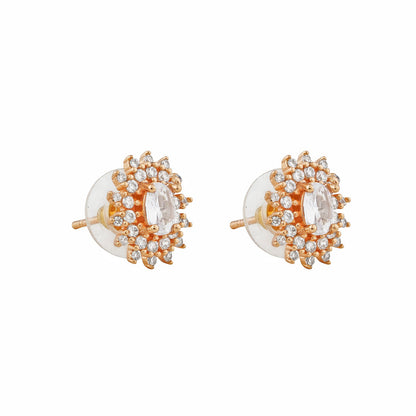 Teejh Golden Gleam CZ Stones Rose Gold Earrings