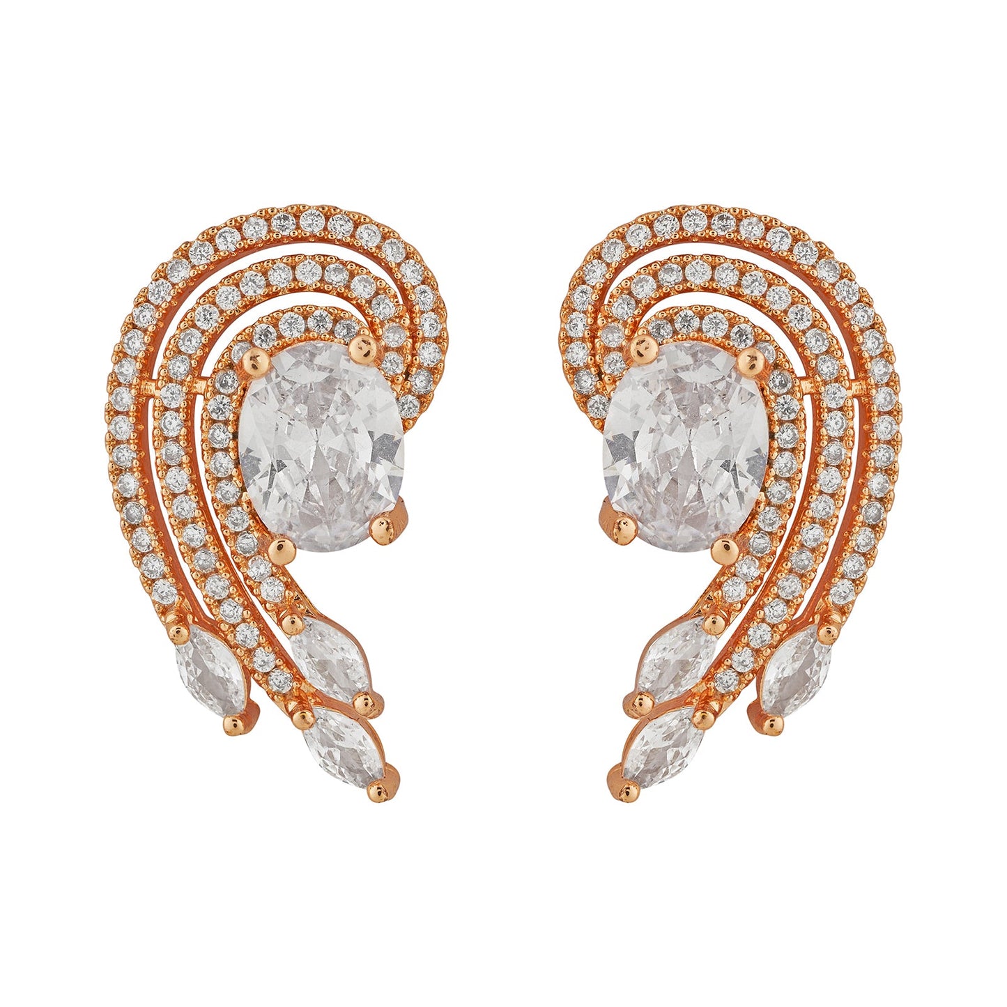 Teejh Majestic Mira CZ Stones Rose Gold Earrings