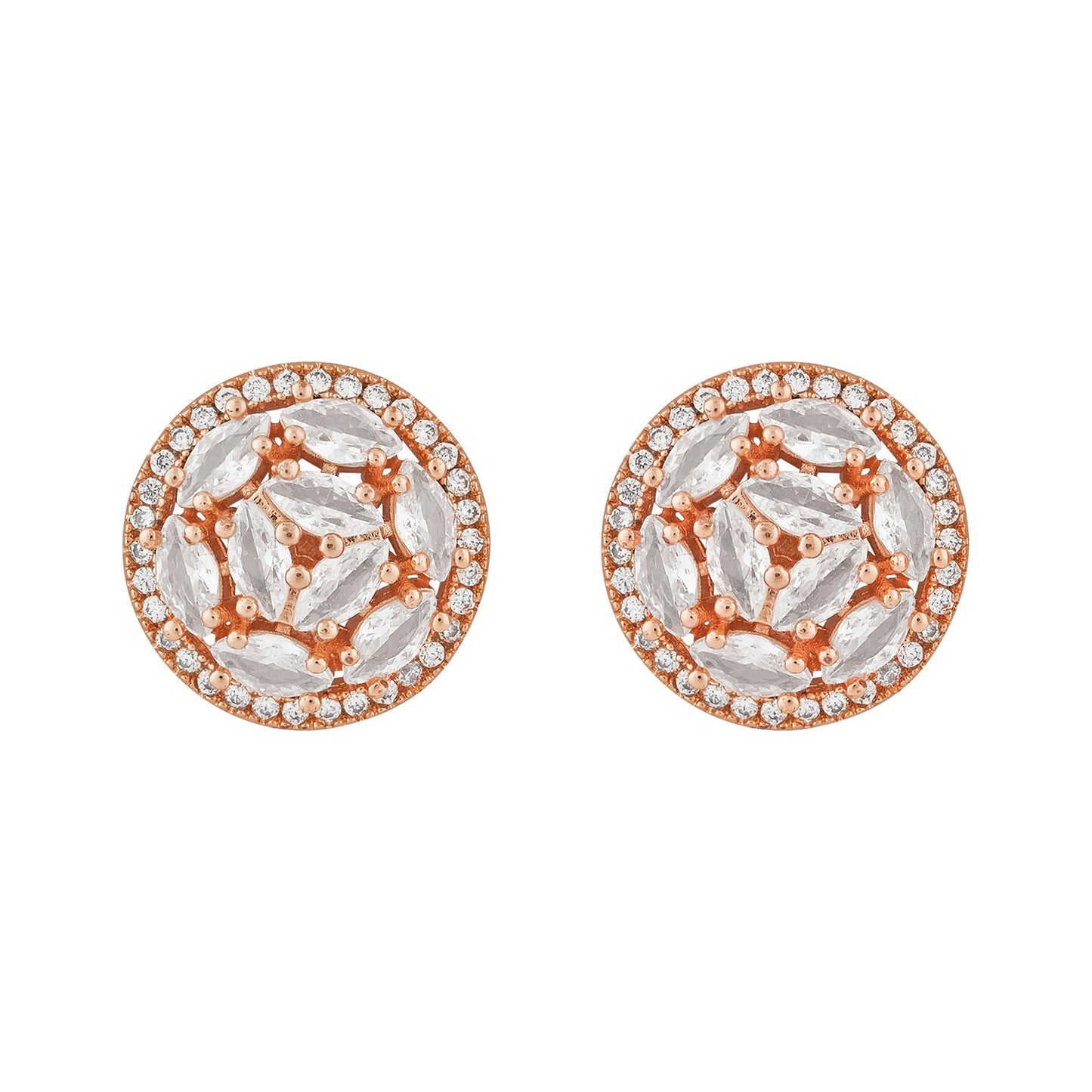 Teejh Apsara Aura CZ Stones Rose Gold Earrings