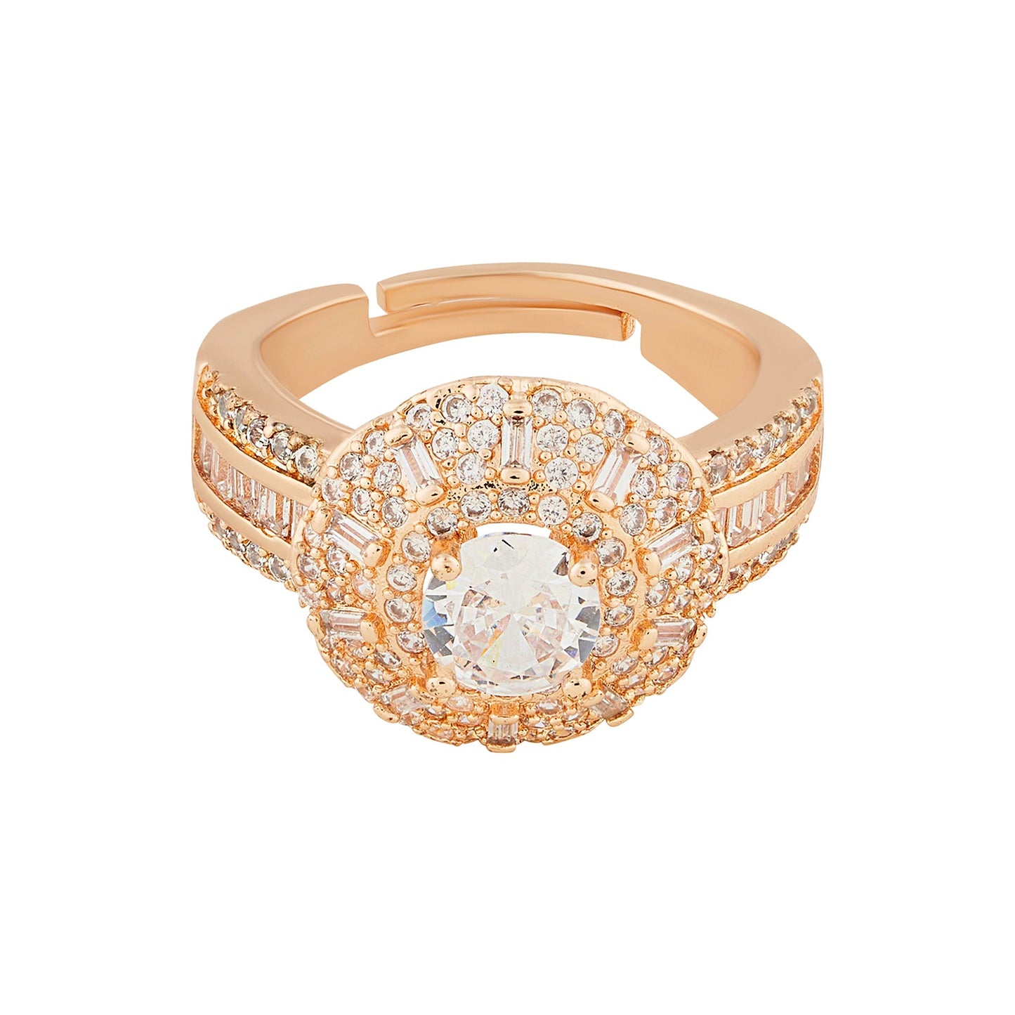 Teejh Jewel of Jaipur CZ Stones Rose Gold Ring
