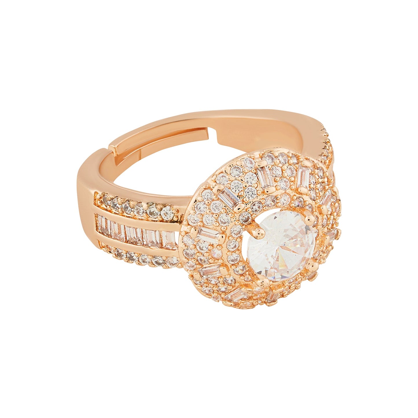 Teejh Jewel of Jaipur CZ Stones Rose Gold Ring