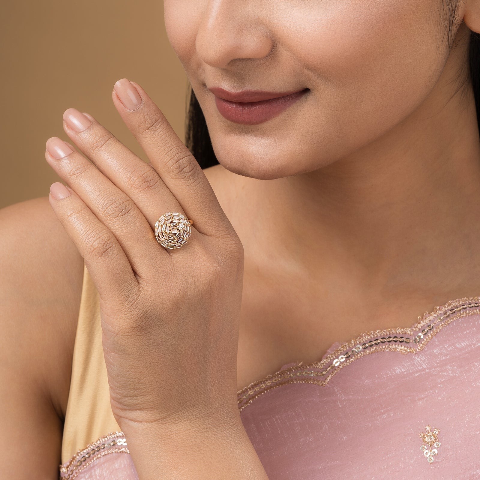 Teejh Vibrant Vaani CZ Stones Gold Ring