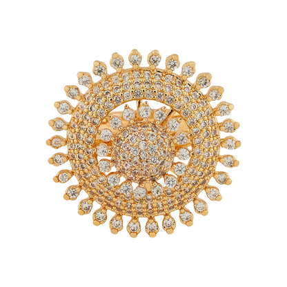 Teejh Shehnai Shimmer CZ Stones Gold Ring
