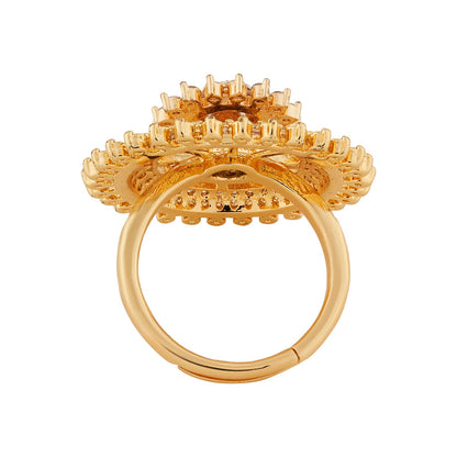 Teejh Shehnai Shimmer CZ Stones Gold Ring