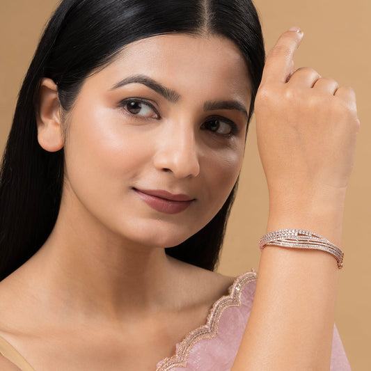 Teejh Tanishka CZ Stones Twinkle Rosegold Bracelet