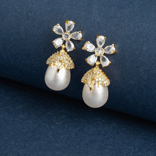 Teejh Almaz Gold and White Earring