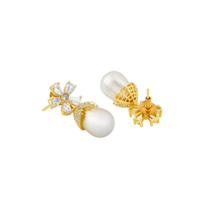 Teejh Almaz Gold and White Earring