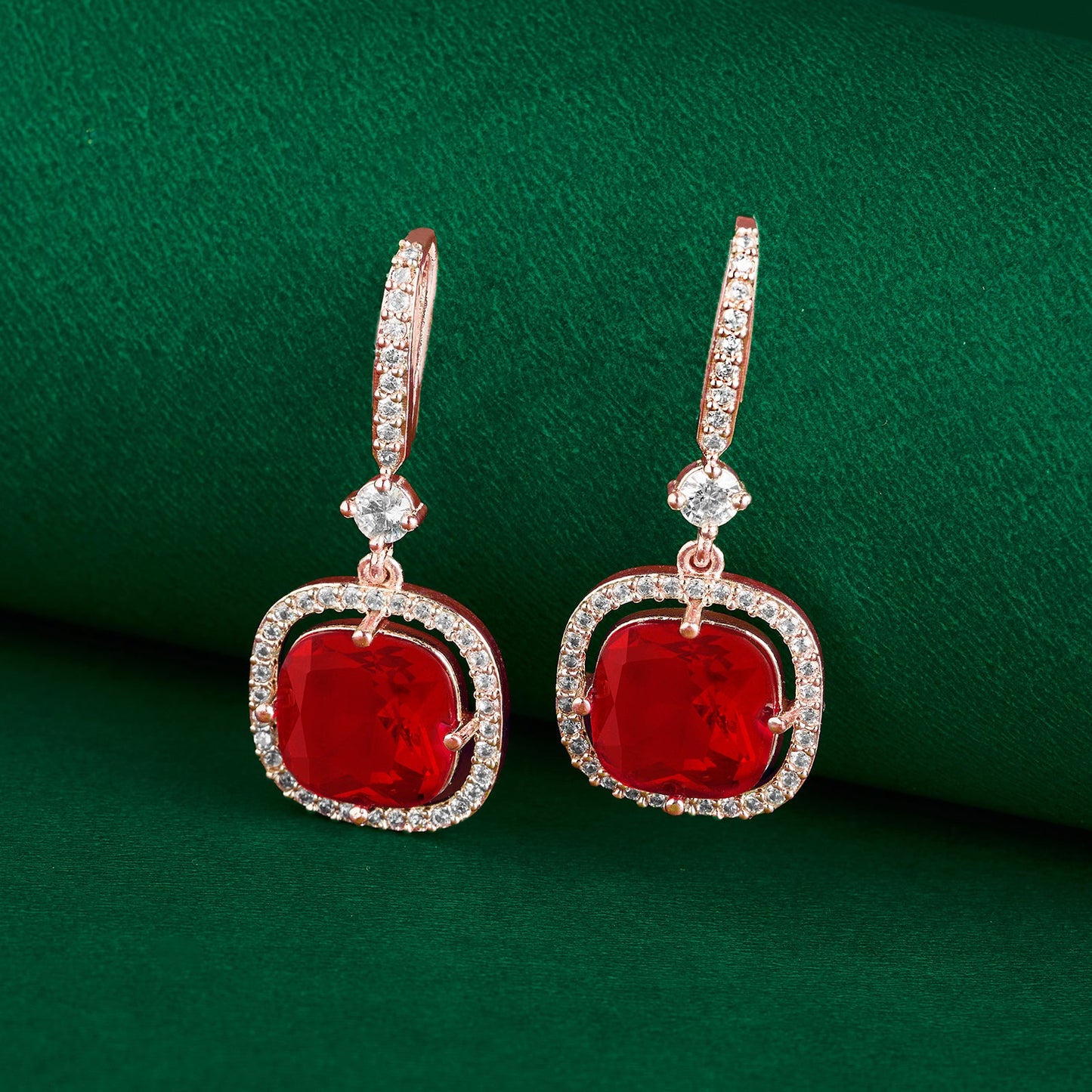 Teejh Twinkle Rosegold Red Stone Earring