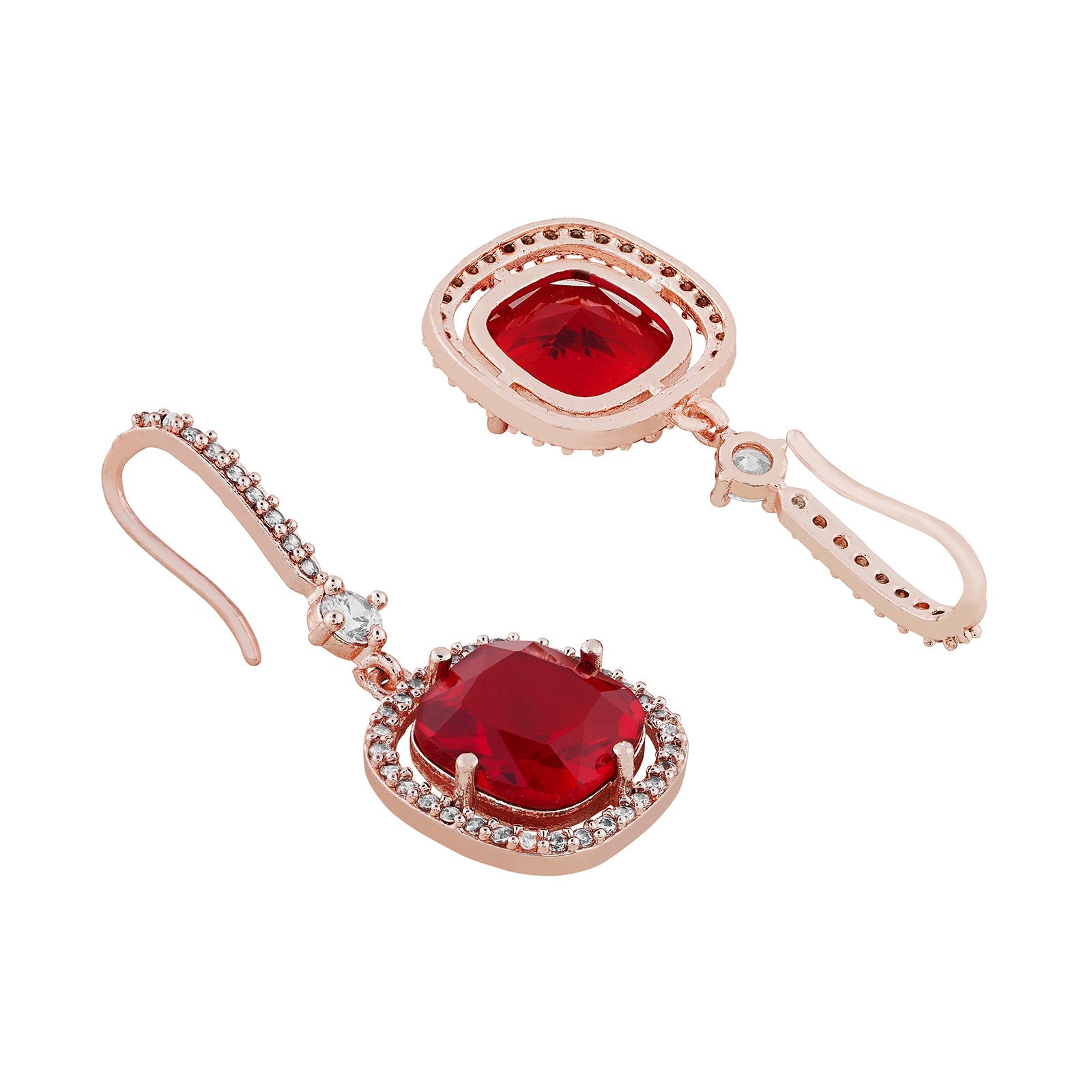 Teejh Twinkle Rosegold Red Stone Earring