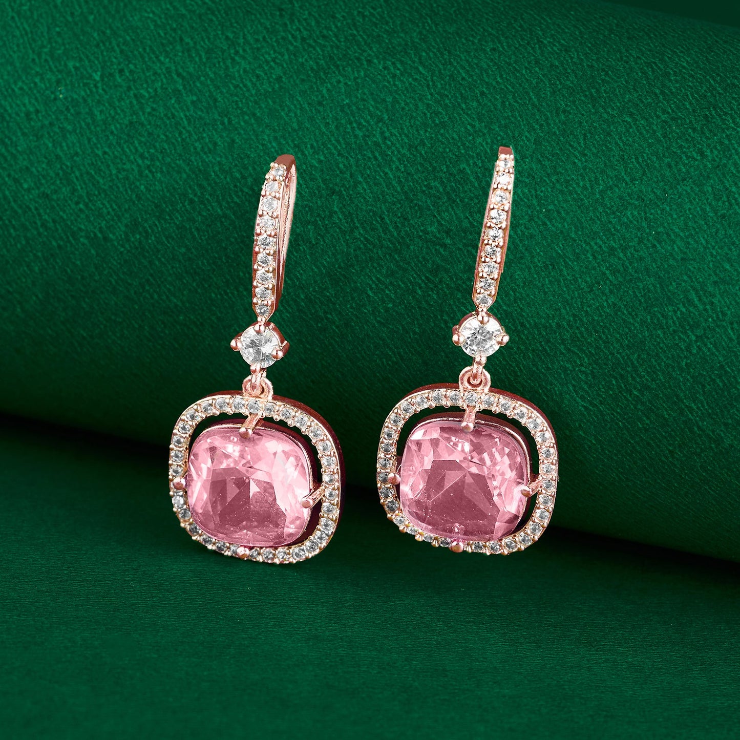 Teejh Twinkle Rosegold Pink Stone Earring