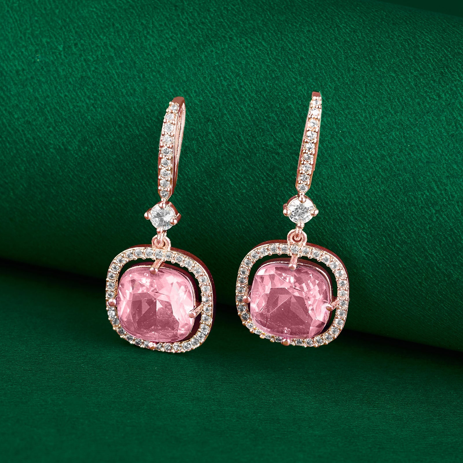 Teejh Twinkle Rosegold Pink Stone Earring