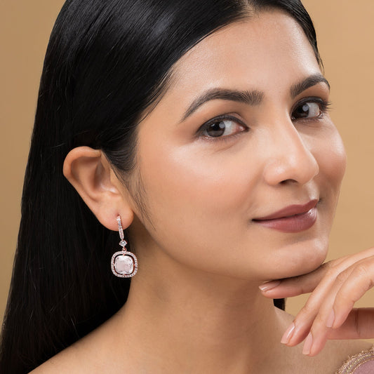 Teejh Twinkle Rosegold White Stone Earring