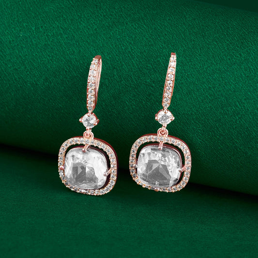 Teejh Twinkle Rosegold White Stone Earring