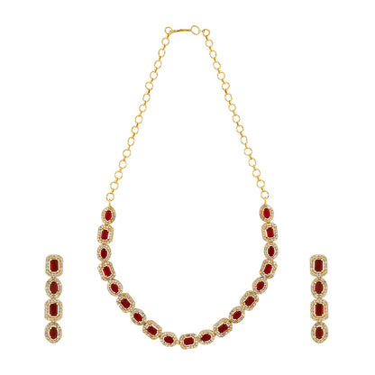 Teejh Elysia Gold and Red stone Necklace set