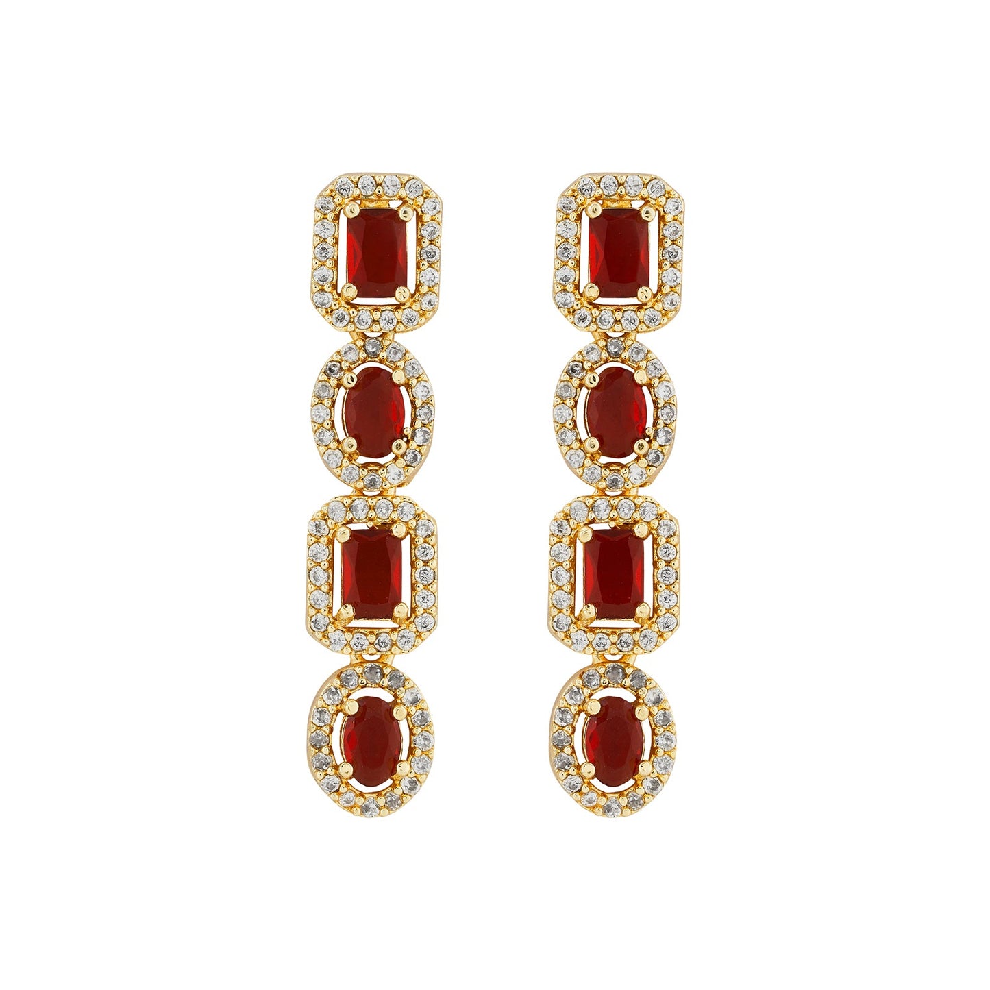 Teejh Elysia Gold and Red stone Necklace set