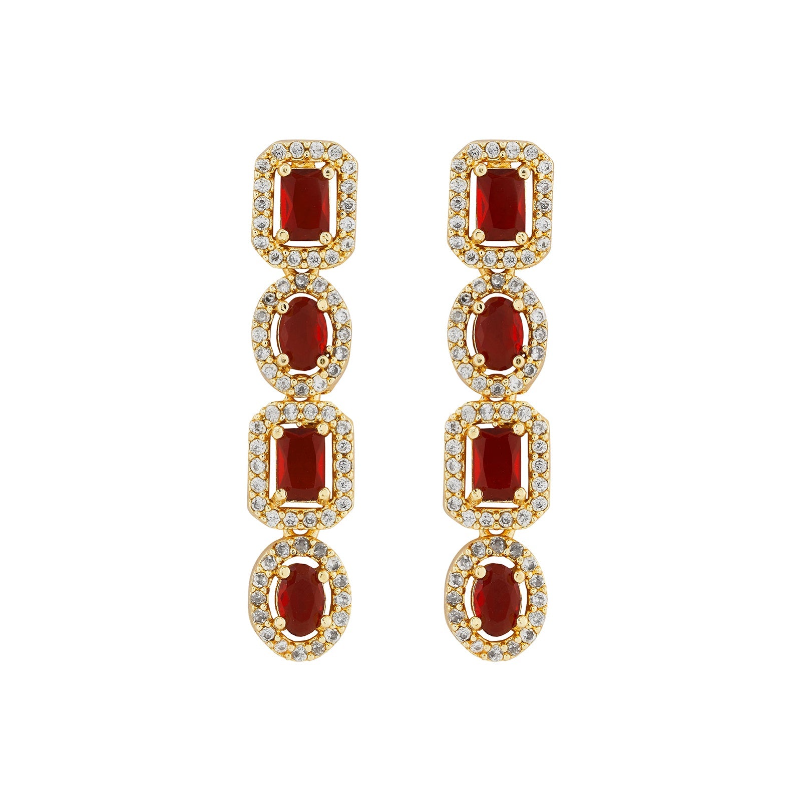 Teejh Elysia Gold and Red stone Necklace set