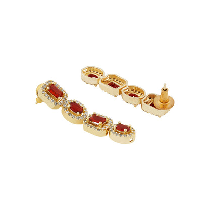 Teejh Elysia Gold and Red stone Necklace set