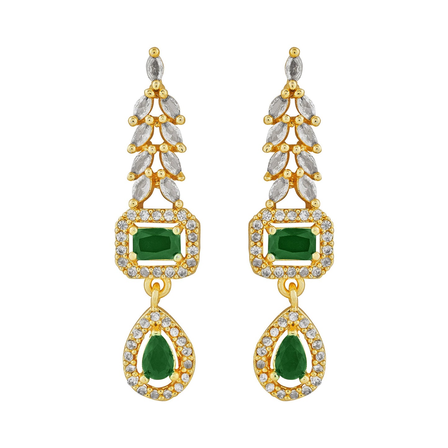 Teejh Sparki Gold and Green CZ Stone Necklace set