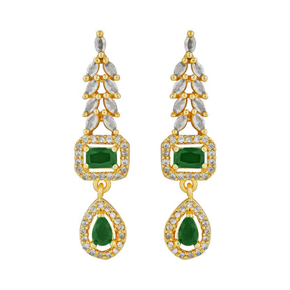 Teejh Sparki Gold and Green CZ Stone Necklace set